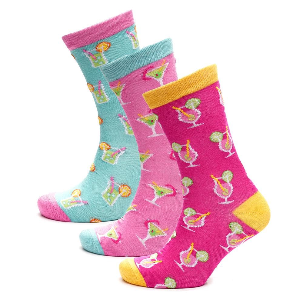 A2z Women's Drinks Print 3 Pack Bamboo Ankle Socks Soft Breathable Natural Fibre - Socks Lds 1346 Drinks 3 Pack 4-8