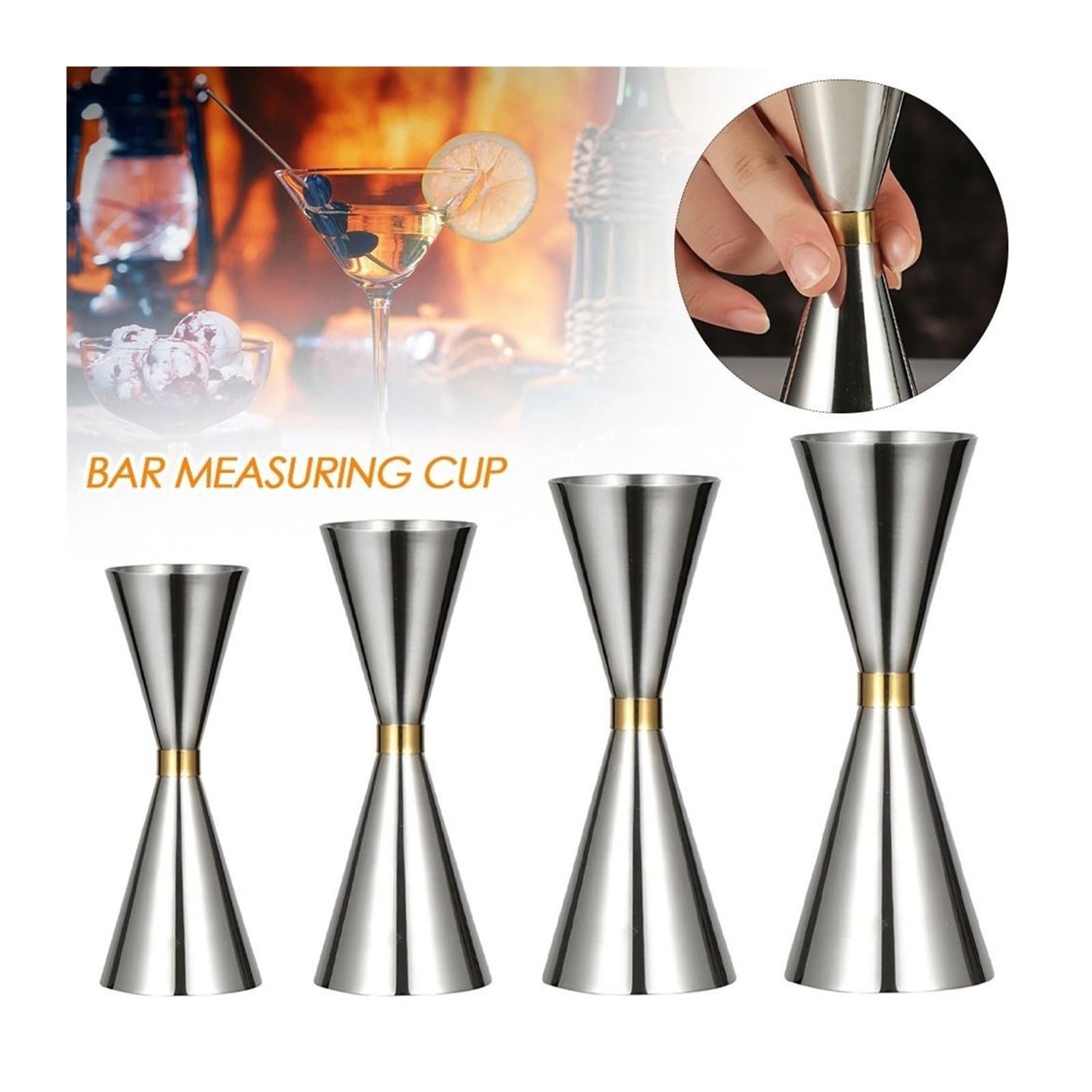 Doseur de bar à cocktail en acier inoxydable - Double shot - Doseur de boisson - Accessoire de bar de cuisine (60-90 ml)