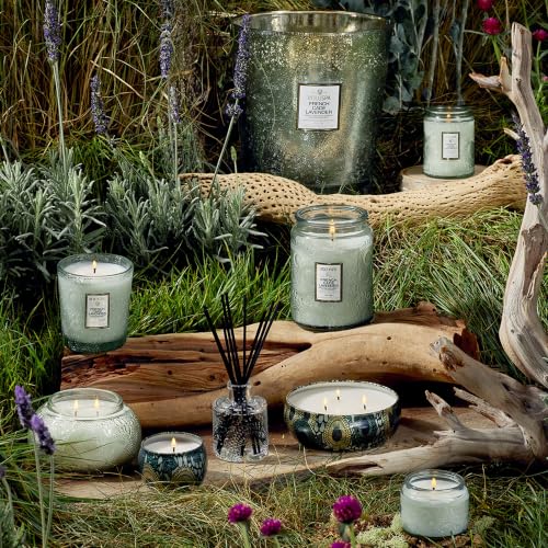 Image of Voluspa French Cade Lavender Large Scented Candle Jar 18 Oz, 100 Hr Burn | Coconut Wax Blend in Decorative Glass, Clean Even Burn, USA Handcrafted Gift for Hosts, Fragrance Lovers & Relaxed Rooms