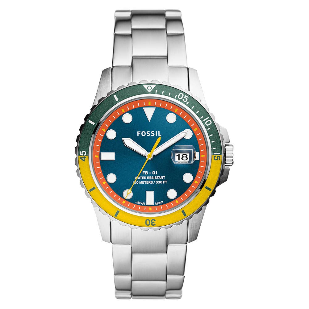 Fossil Watch for Men Fb-01, Quartz Movement, 42 mm Silver Stainless Steel Case with a Stainless Steel Strap, FS5657