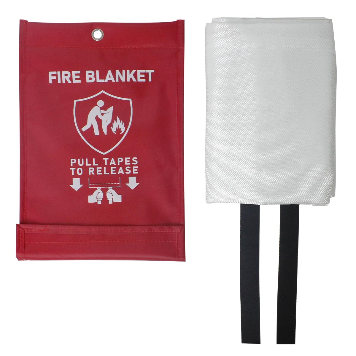 Paquete de 2 mantas de emergencia resistentes al fuego (1 m²) | Herramienta de lucha contra incendios de fibra de vidrio con par de guantes para el hogar, coche, cocina, parrilla, oficina