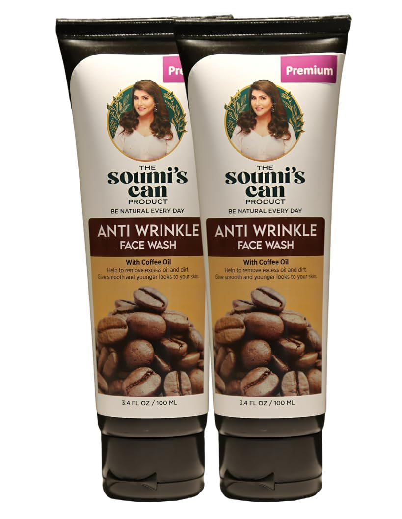 THE SOUMI'S CAN PRODUCT Anti Wrinkle Face Wash With Coffee Oil for Collagen Boost, Fine Line Reduction & Elastin Support | Removes Dirt, Oil & Dullness | For Women & Men | For All Skin Types | 100ml (Pack of 2)