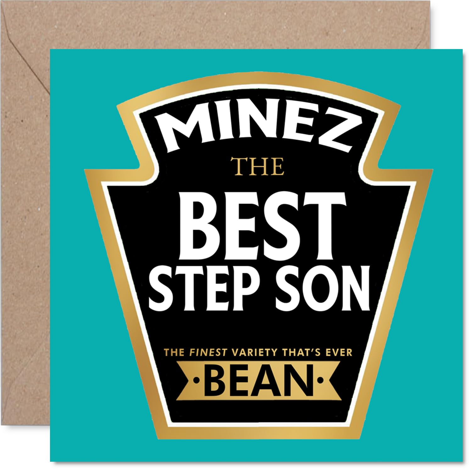 Step Son Birthday Card - Ever Bean - Happy Birthday Card for Step Son from Dad Mum, 145mm Product Label Style Bday Greeting Cards