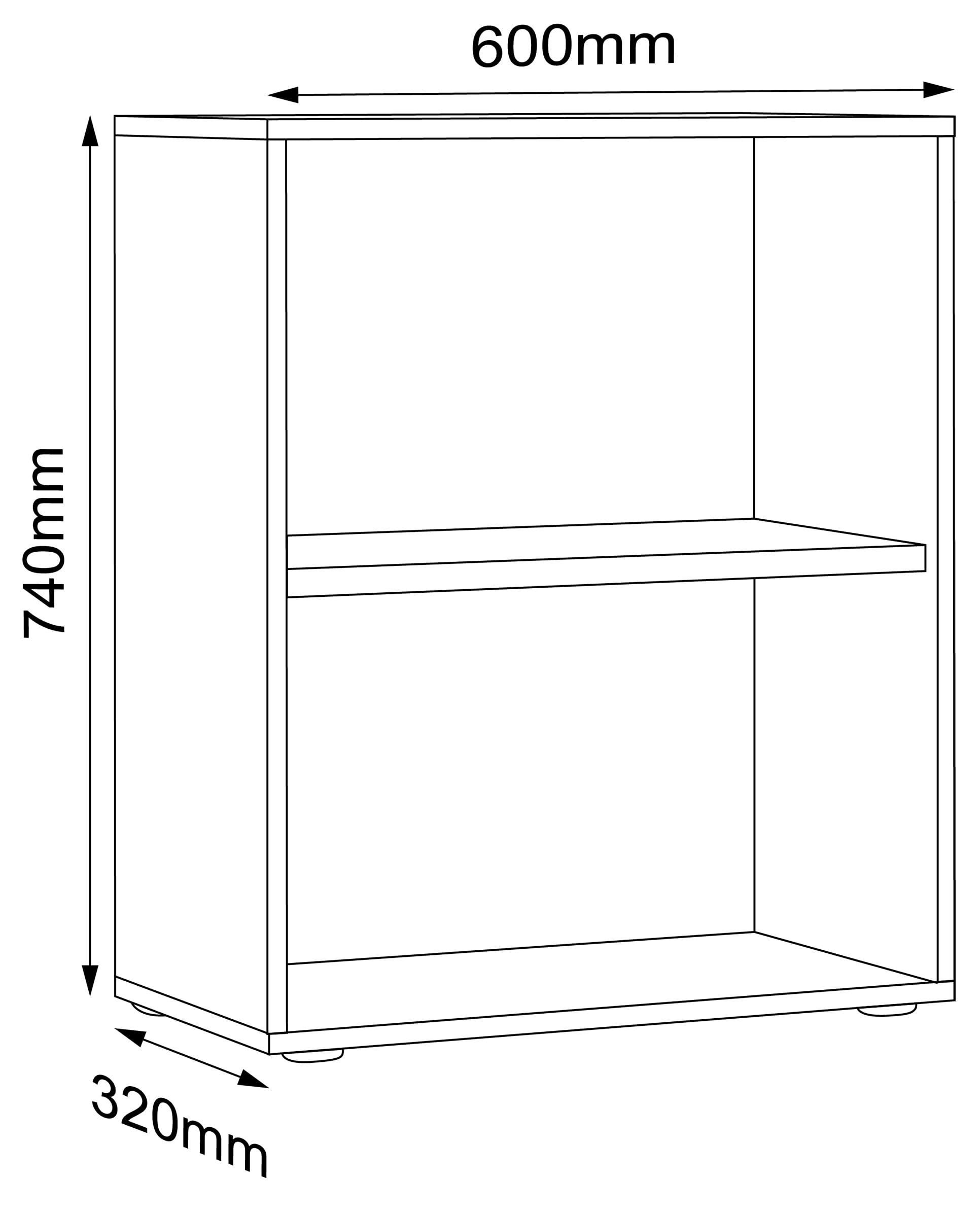 VCM Holzregal stehend | platzsparender Aktenschrank | Maße ca. H. 74 x B. 60 x T. 33 cm | Elegantes Regal | Büroregal – Salia 2fach B. 60 cm