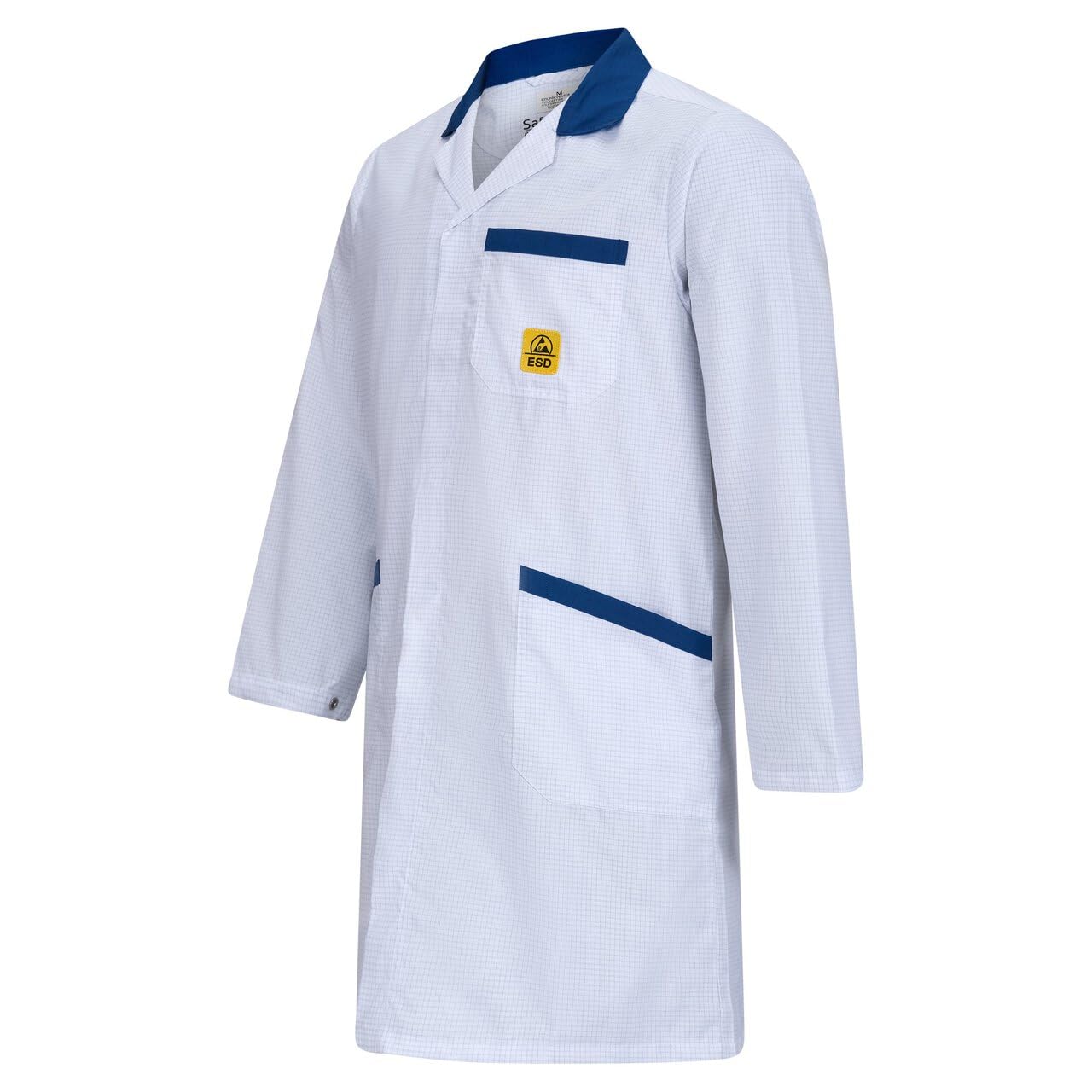 Safe Guard ESD-Arbeitsmantel Pro Line, 146 g/m², weiß/blau