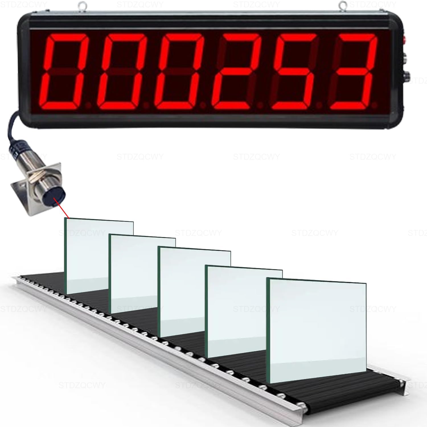 Digital LED Counter, 6-Digit Screen Counter, Sensing Distance 10cm-15cm/25cm-40cm, 3in Digits Display Counter, for Transparent Items (15cm)