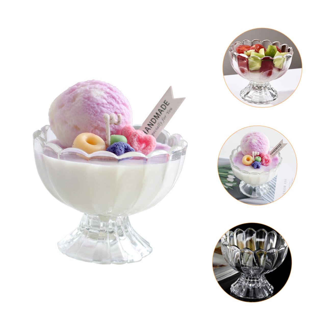 6 pezzi Bicchieri Gelato in Vetro Trasparente Coppe Dessert Resistenti Caldo e Freddo per Gelato Pudding e Frutta Design Elegante e Compatto per Casa Bar e Ristoranti