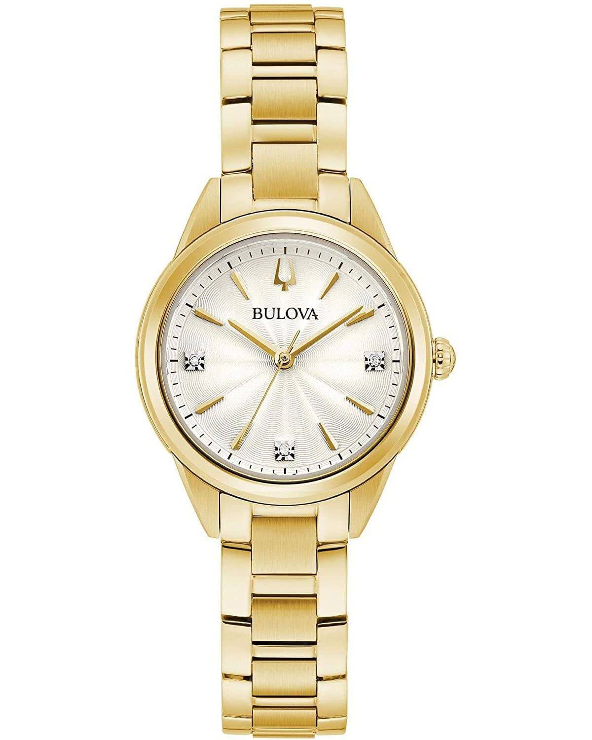 Bulova Men's Sutton Quartz Watch with Stainless Steel Strap, Gold, 12 (Model: 97P150)