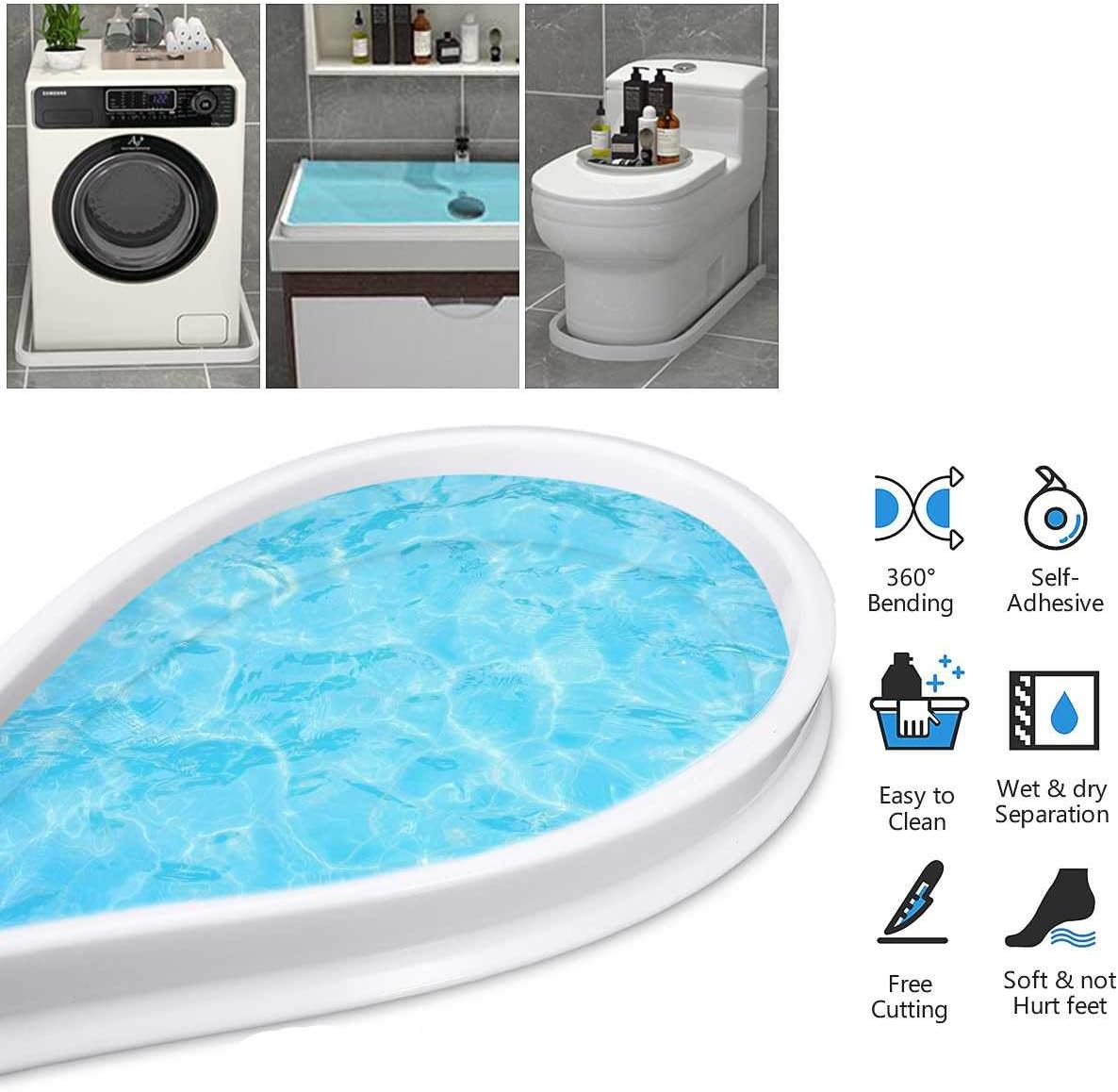 Gеt Dіѕсоunt 70% Prісе Bathroom Collapsible Threshold Water Dam with Ocean Wave Design Dry and Wet Separation (72 Inch)