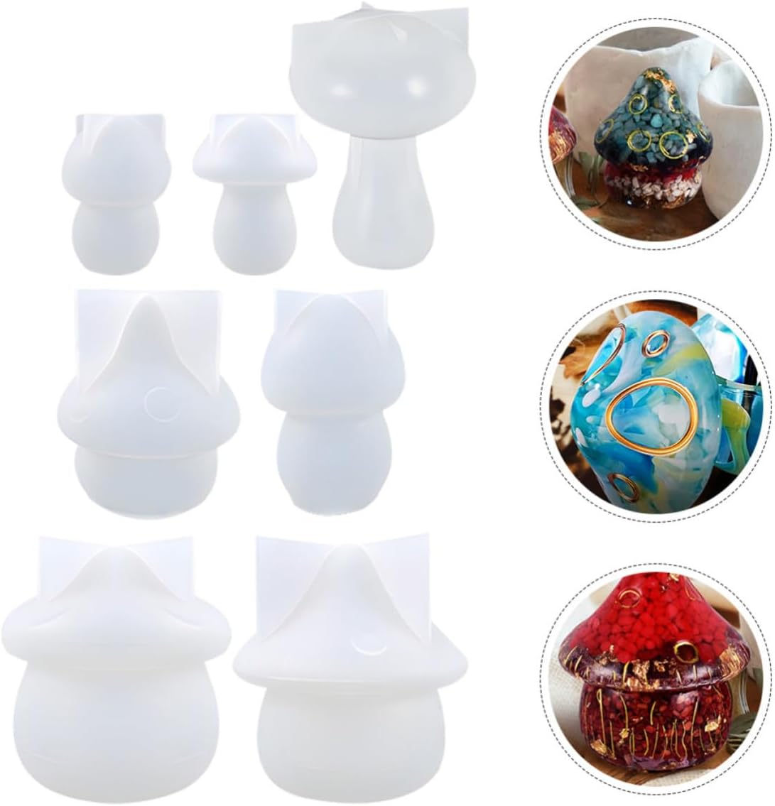 7pcs Mushroom Jewelry Tray DIY Mold Silicone Casting Mold for Office