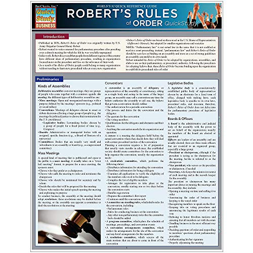 Quickstudy 9781423216674 Robert'S Rules Of Order Quickstudy Laminated Reference Guide thumb #2