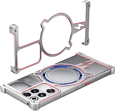 Red Magic 11 Pro Bumper Aluminum Case for Red Magic 11 Pro+ Metal Frame Shockproof Metal Cover Silver Red
