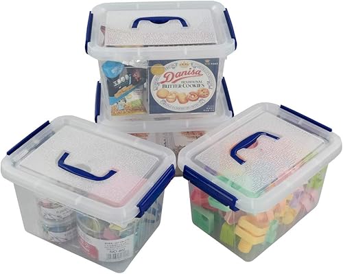 Miniatura 5 de Ggbin Caja de almacenamiento transparente de 6 cuartos con asa y pestillos - Paquete de 4