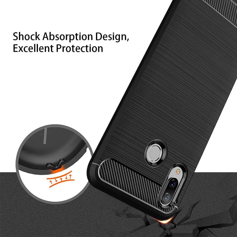 Image of NPRC Hybrid Ultra Slim Protective Case TPU Non-Slip Carbon Fiber Texture Shockproof Case Cover for Honor Play - Black