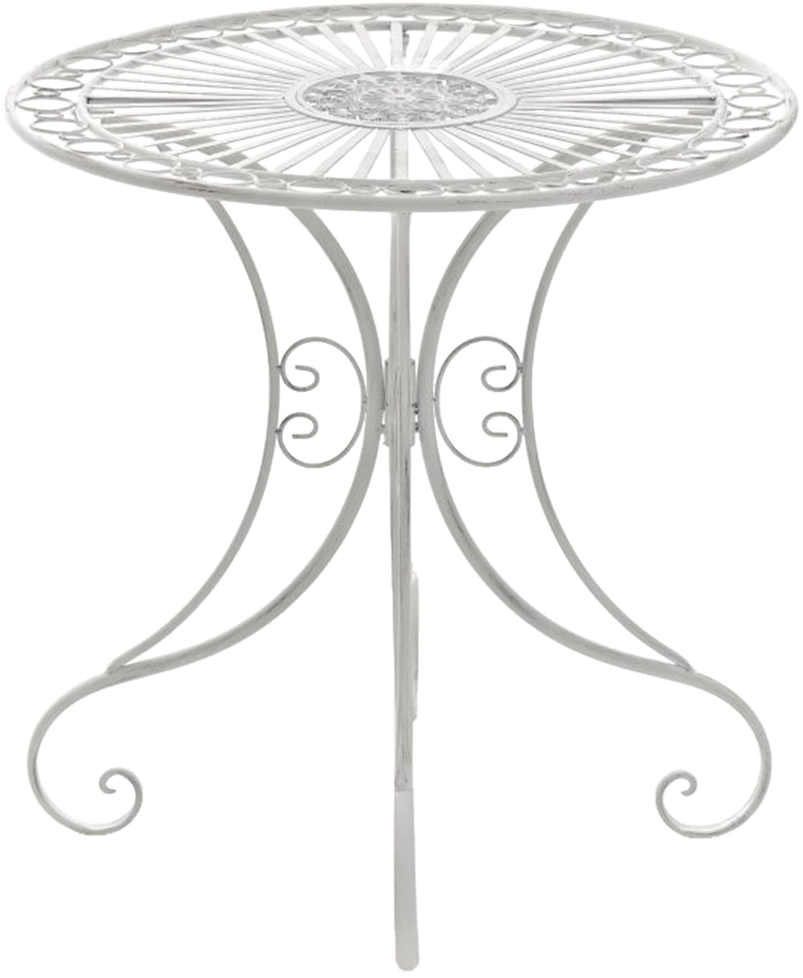 CLP Table de Jardin en Fer forgé Hari I Table de terrasse au Style Antique I Table Jardin en Fer avec Un Diamètre de Ø 70 cm, Couleur:Blanc Antique
