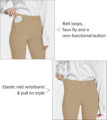 Thapower Women's Yoga Dress Pants Stretch Business Casual Work Slacks Office Golf Trousers Pants Straight Leg 4 Pockets