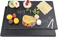 Vista 1 de 2 tablas de pizarra de 16 x 10 pulgadas para aperitivos de queso de carne, bandeja de plato para servir tablas de piedra con 2 tizas