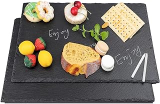 2 Pcs 16 x10 in Slate Cheese Boards Slate Board for Meat Cheese Appetizers, Serving Plate Tray Serving Stone Boards Platter with 2 Chalks for Christmas Housewarming