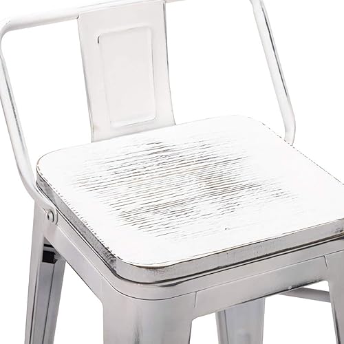 Miniatura 50 de Alunaune Juego de 4 taburetes de bar de metal de 26 pulgadas, taburetes de bar de altura de mostrador negro mate, sillas de barra industriales con