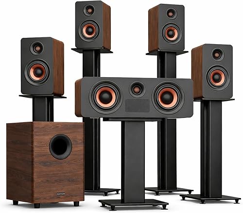 Miniatura 9 de Sistema de sonido envolvente virtual 5.1.2 de madera, 4 altavoces envolventes con cable, potencia máxima de 400 W, barras de sonido para Smart TV