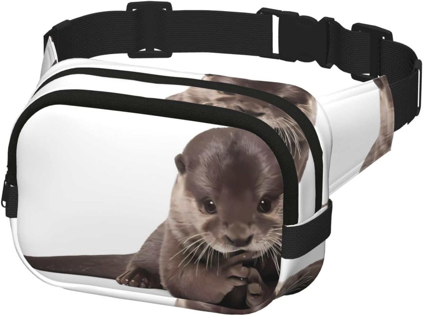 Cute Otter Square Double Layer Waist Bag Belt - Unisex Everywhere Fanny Pack Purse with Adjustable Strap, Running, Travel