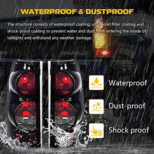 Tail Brake Lights Assembly Rear Lamps Replacement For 1999-2006 Chevy Silverado 1500 2500 3500/2007 Silverado With Classic Body Style/ 1999-2002 Gmc Sierra 1500 2500 3500 (Black/Smoke) #TOP3