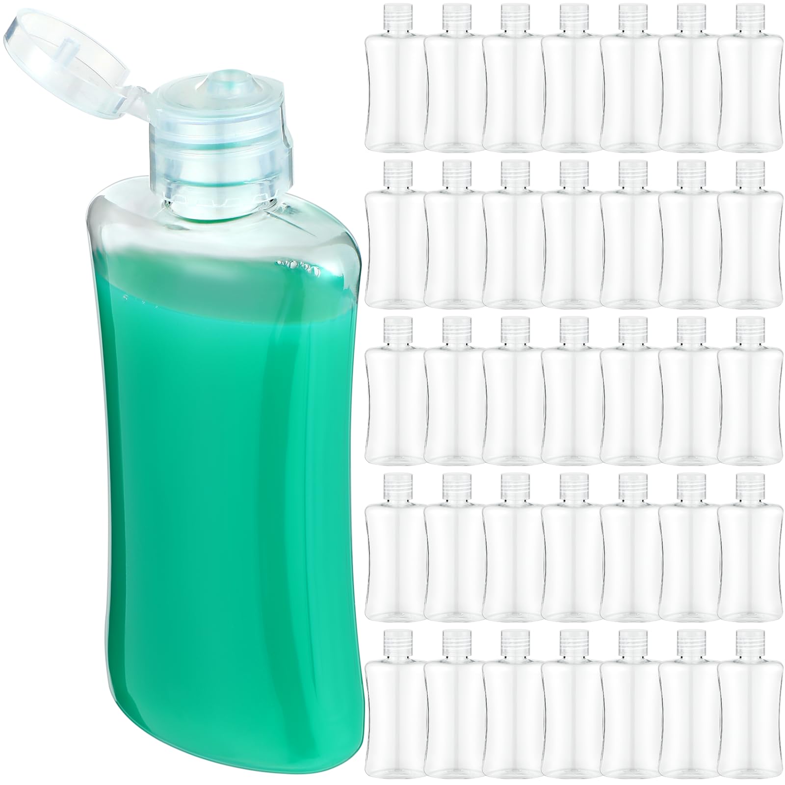 Domensi 36 Pcs 3.4 oz Travel Bottles with Flip Cap Plastic Travel Size Toiletries Bottles Portable Leak Proof Squeeze Containers Refillable Empty Cosmetic Containers for Liquid Shampoo Lotion(Clear)