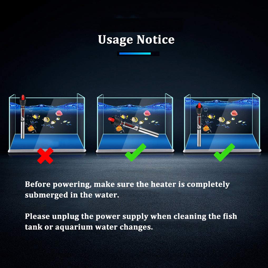 Réchauffeur Submersible d'aquarium d'aquarium d'acier Inoxydable avec la Couverture protectrice, 50W / 100W / 200W / 300W / 400W / 500W