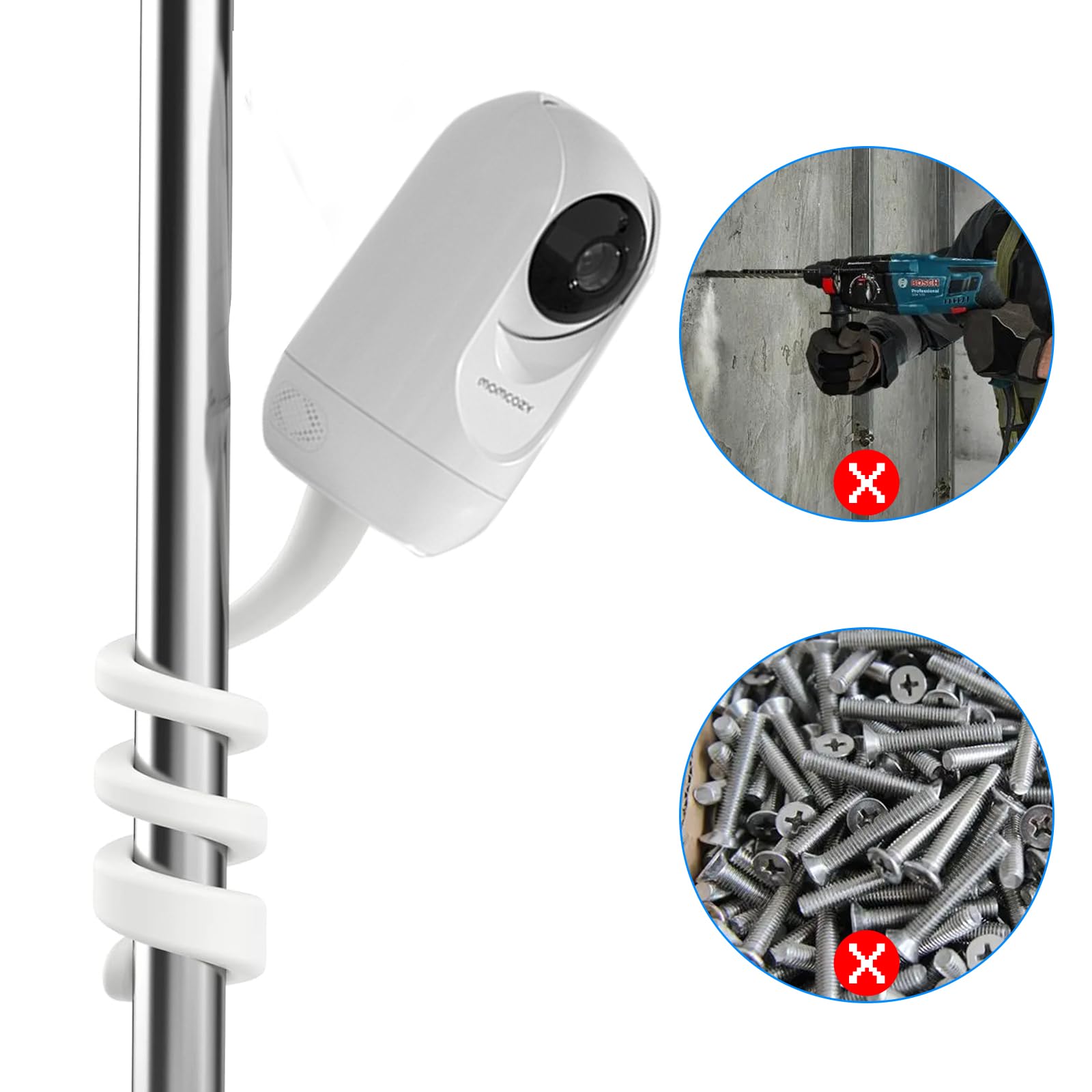Supporto per baby monitor momcozy BM01/BM03/BM04, supporto di fissaggio per ieGeek Baby 1T/OBVHNUA 900DE, supporto per BOIFUN Baby 2S/6T/VB805, accessorio universale per fotocamera bambino con