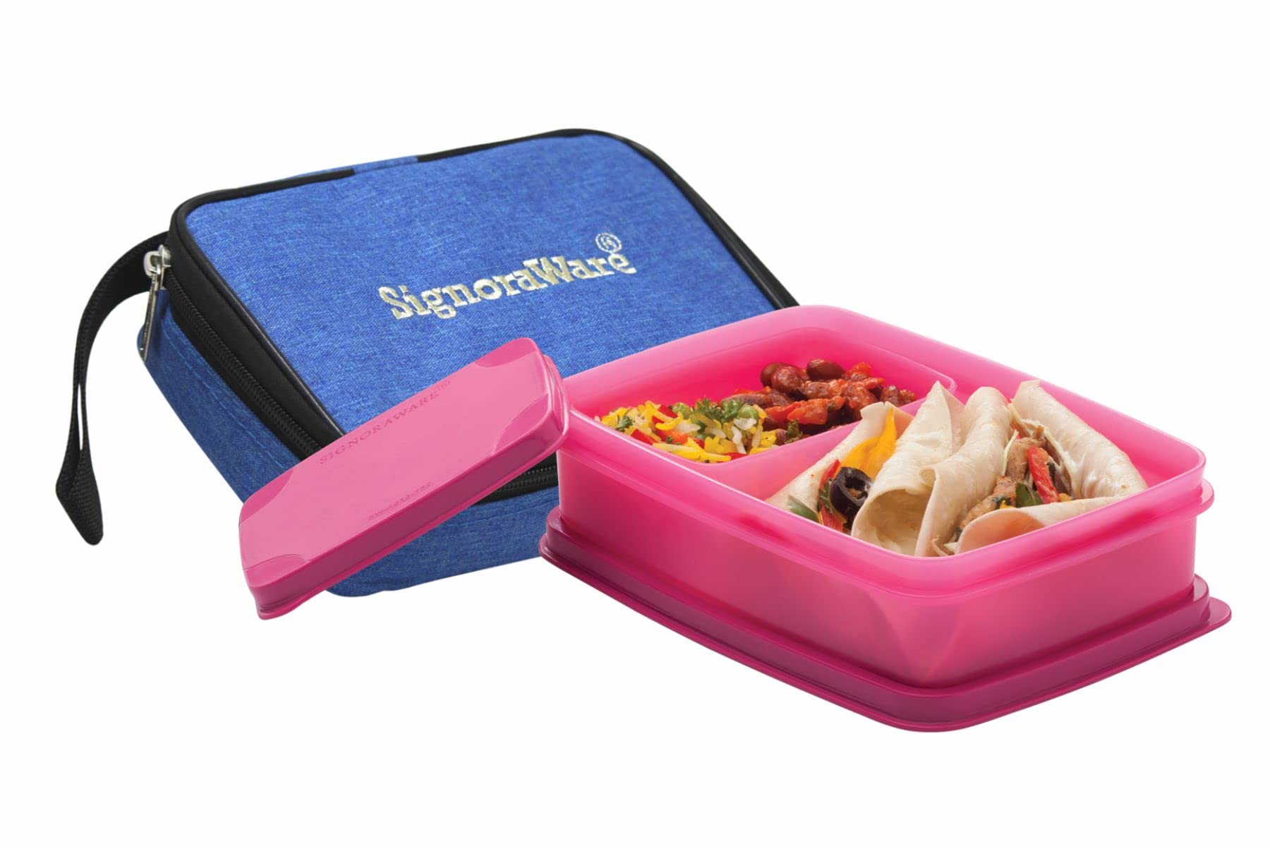 SignoraWare Compact Lunch Box Set of 2 With Zipered Bag, Bpa Free Plastic, Microwave Safe Food Grade Tiffin Boxes Office School, Leak Proof Air Tight (550ml+150ml, Rectangular, Pink) (B00JJHC50S) Amazon Price History, Amazon Price Tracker