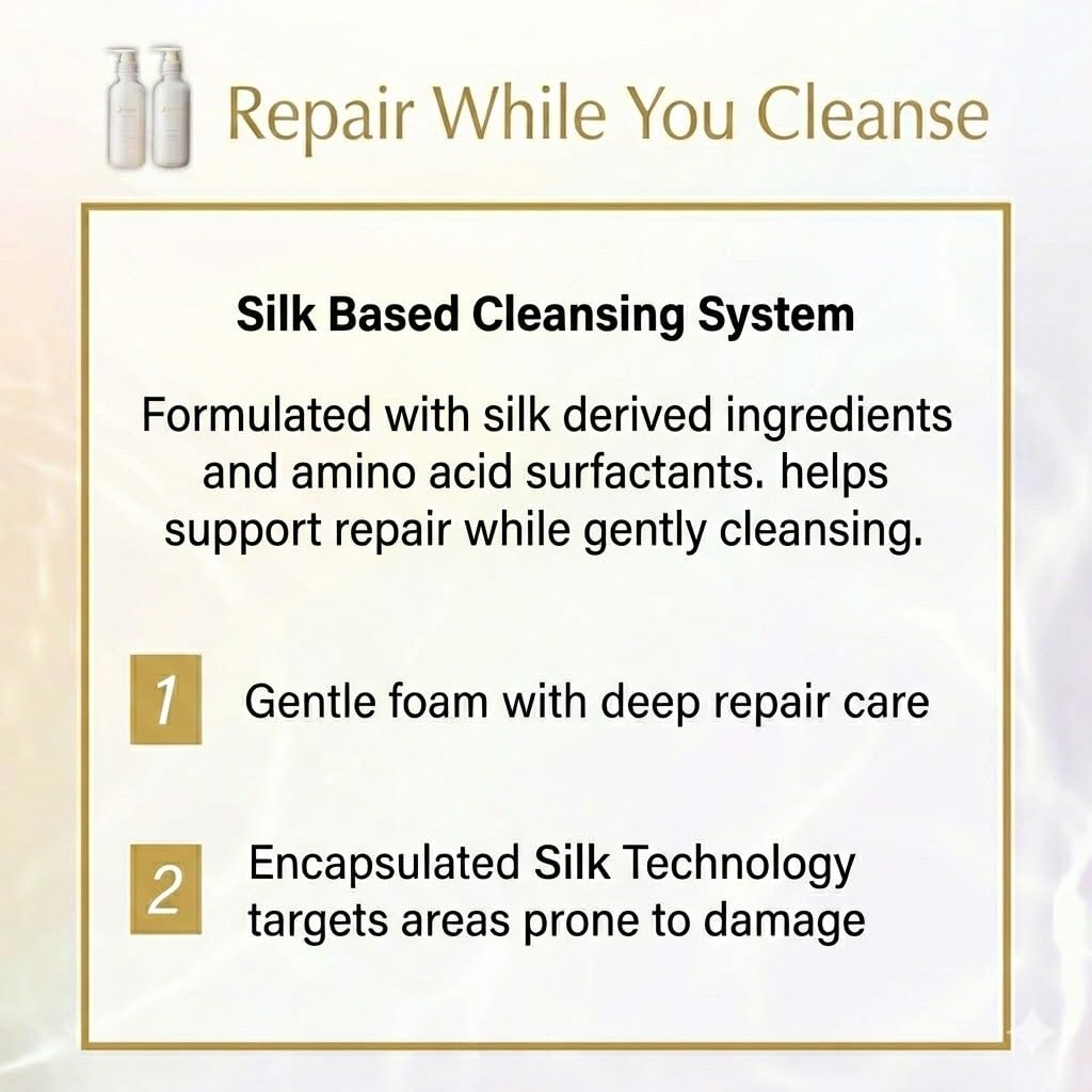 plus eau Lypoair Moisture Shampoo & Conditioner Refill Set, 350ml Pouches, 2-Pack, Deep Hydation & Damage Repair with Silk & Ceramide, Eco-Friendly, Made in Japan image 3