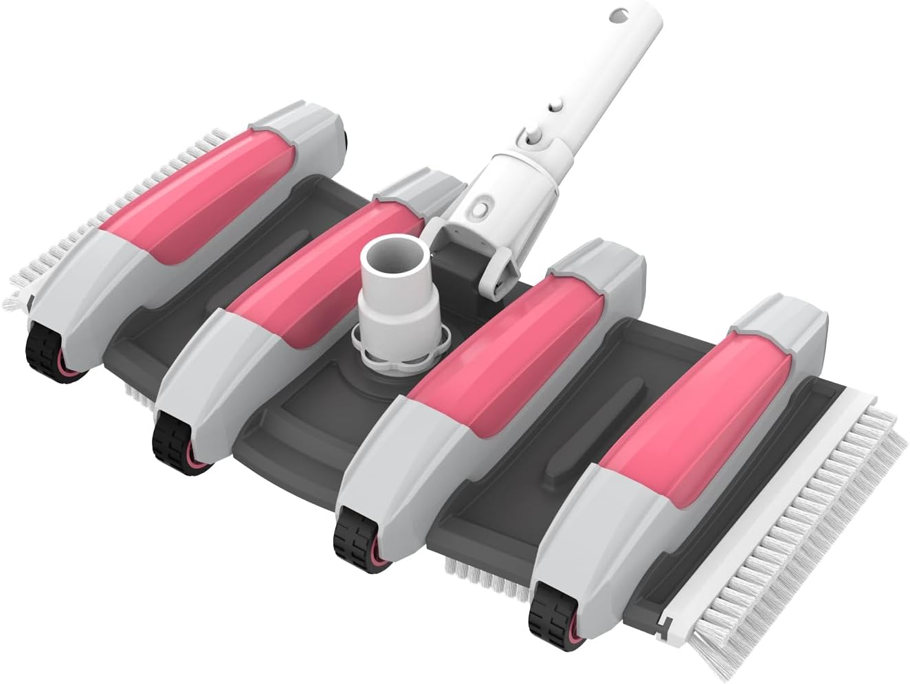 Streamlined Pool Vacuum Head - Hydrodynamic Design Saves 50% Effort, Flexible Body & Wheels for All Surface Cleaning, Extra-Wide Professional Weighted Vac Heads Brush - Pink