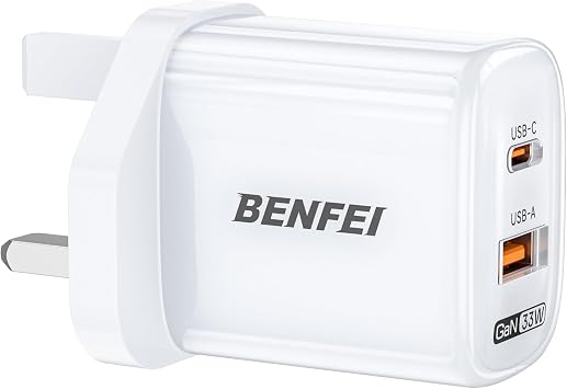 BENFEI 33W GaN USB C Fast Charger, 2-Port Two-Tone Compact Wall Charger Block