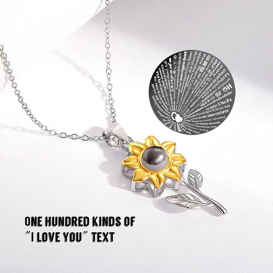 Collana Girasole Donna In Argento 925 - Ciondolo Grande Originale, Cordone In Cuoio, Confezione Regalo - Foto 3