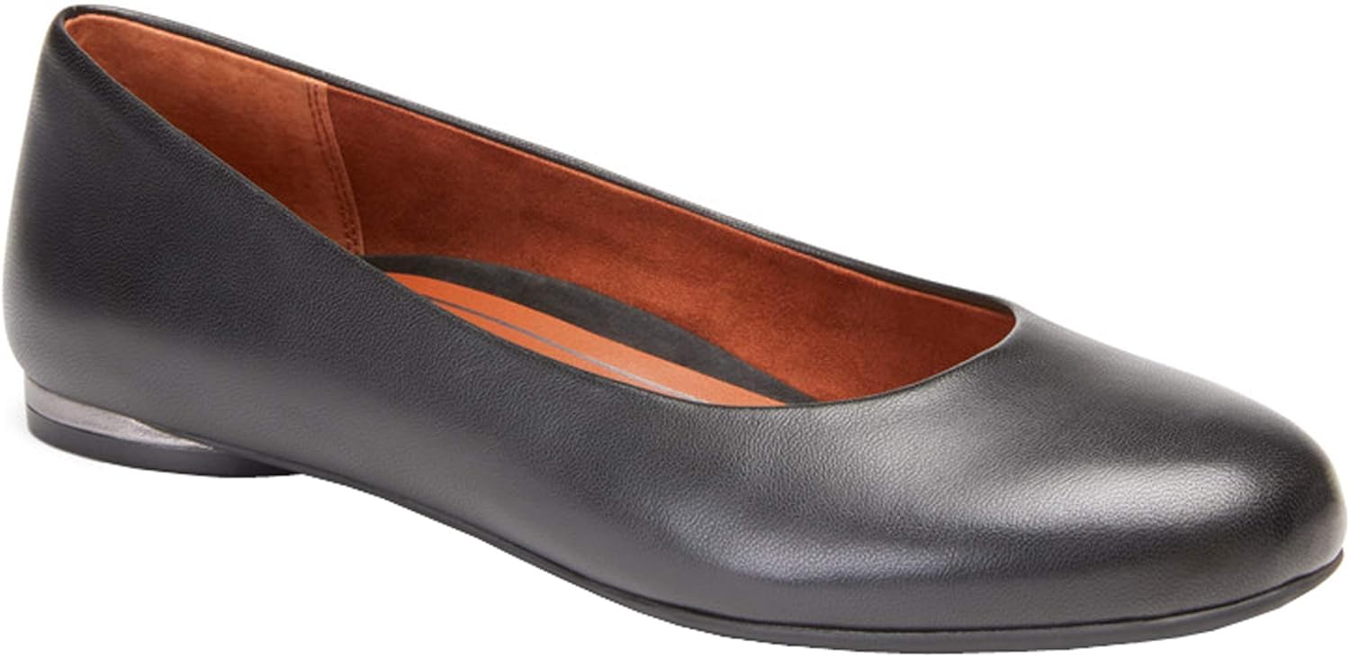 Vionic Women's Jewel Hannah - Ladies Ballet Flats with Concealed Orthotic Arch Support 6 Medium Black Leather US