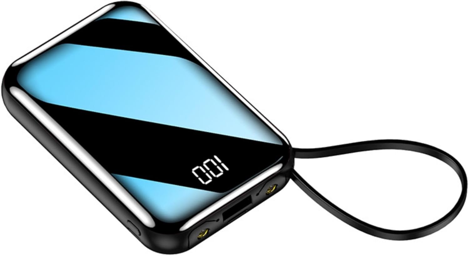 Mini Power Bank Built in 4 Cables The lightest 10000 mAh Portable Charger Compatible with Mobile Phone 15/14/13/Pro Android,iPad Devices External Battery Packs 51S (Black)