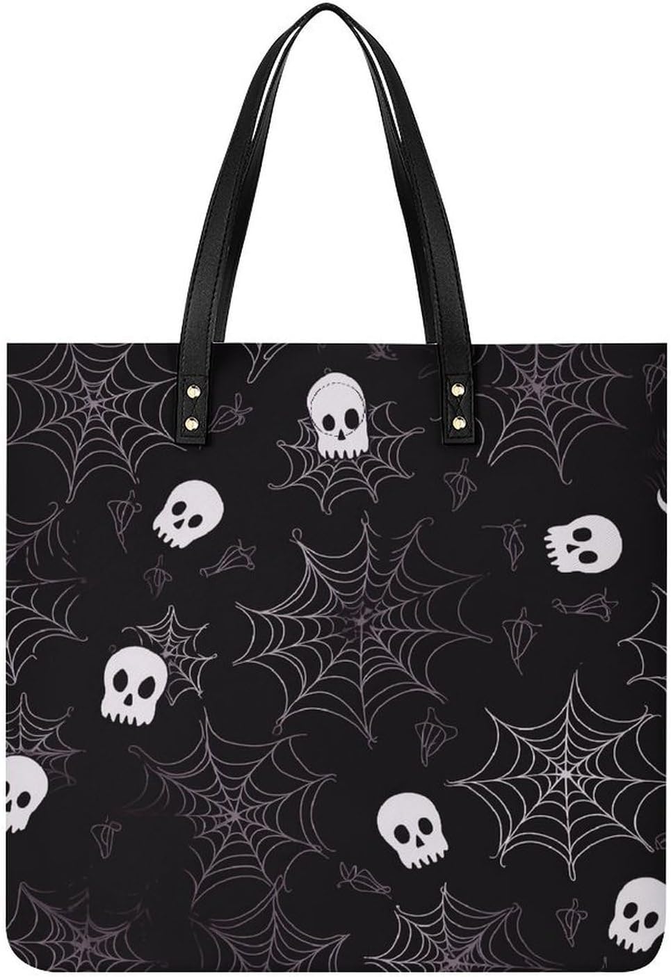 Halloween Goth Tote Bag with Magnetic Buckle Reusable Grocery Bags Lightweight Cross Body Handbag for Daily Essentials