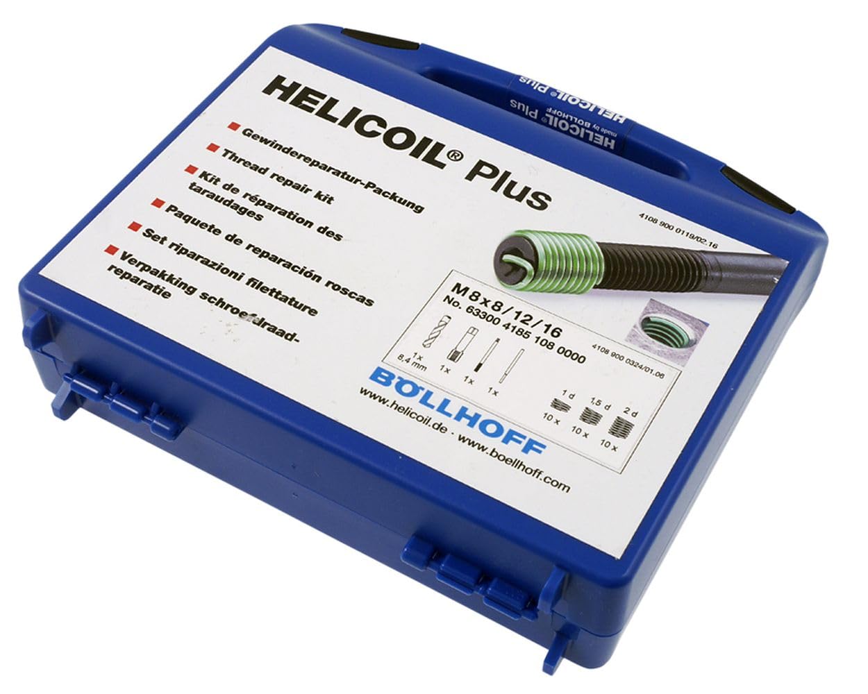PW HeliCoil Plus M 8 x 1,25 - Reparatur-Set Steigung 1,25 je 10 Gewindeeinsätzen