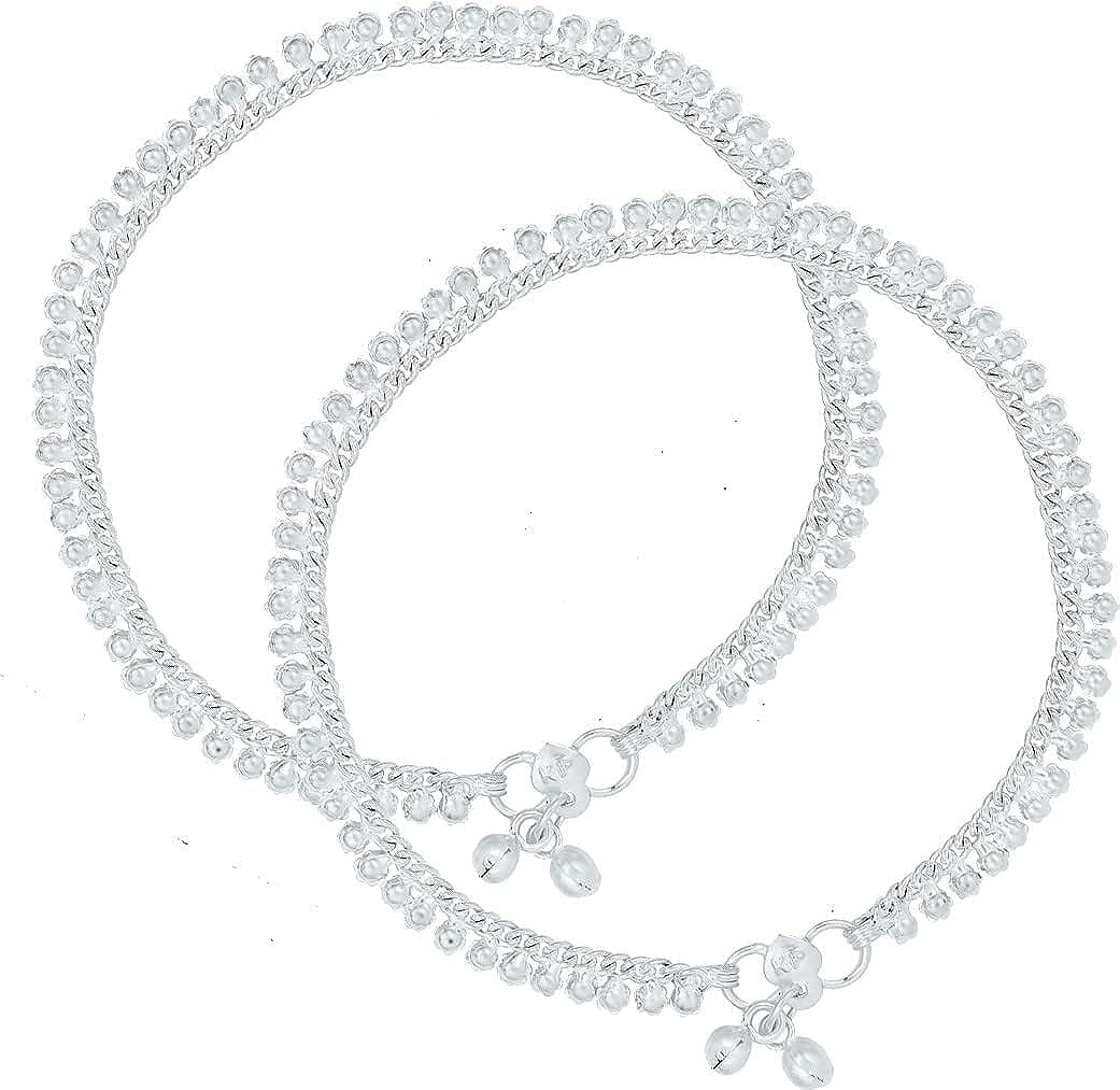 Modern Indian Traditional Anklet White Metal Alloy Painjan Payal -Pair Leg Chain for Women & Girls Set of 1-image-48
