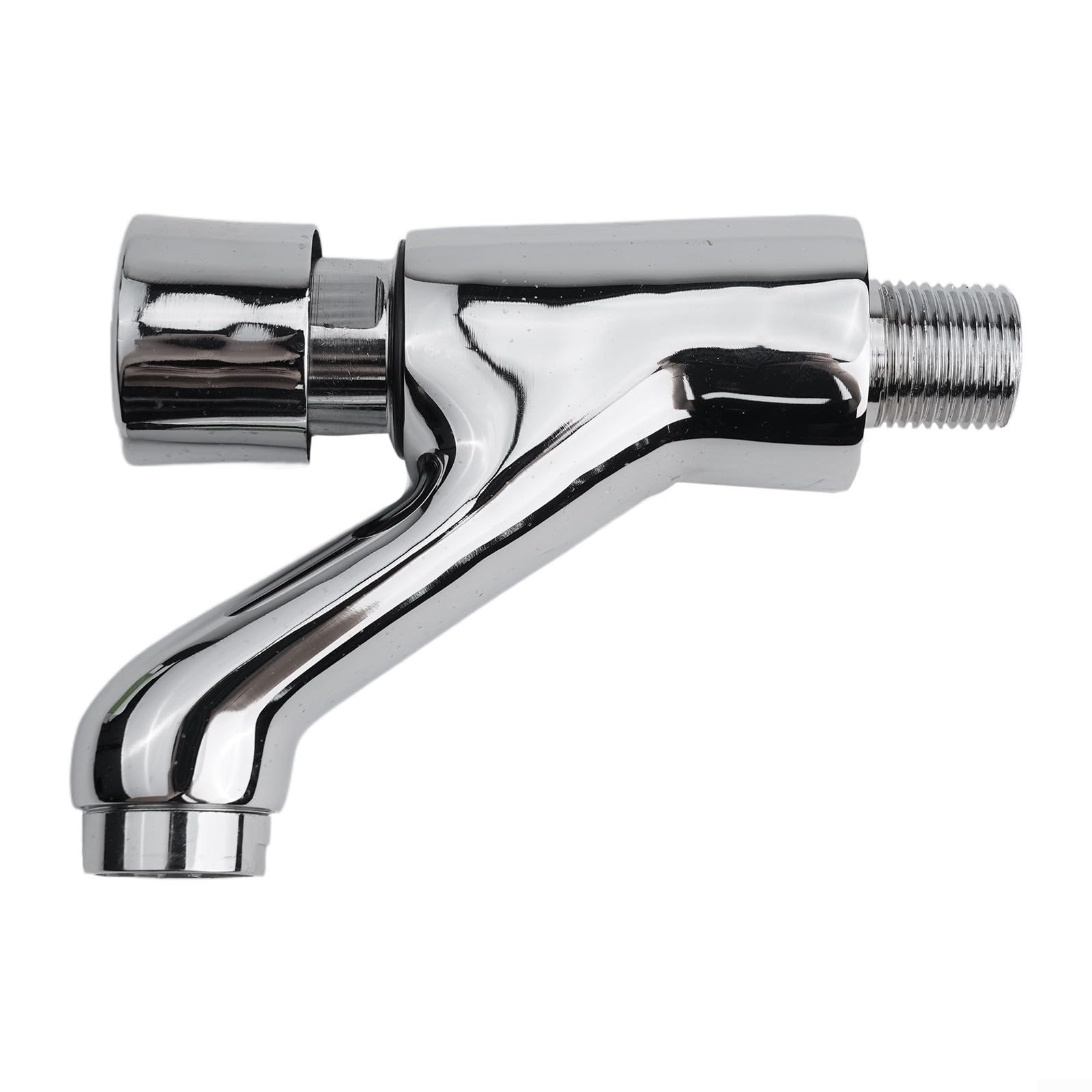 Modern Wall Mounted Self Closing Tap Basin Push Button Faucet Single Cold Water Lever Chrome Plated Brass Bathroom Sink Time Delay Water Saving Commercial Valve