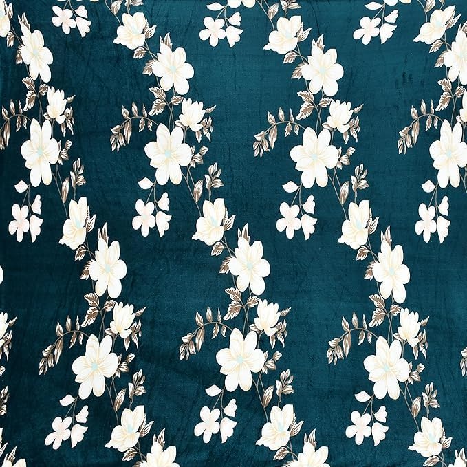 Image of Warm Flannel (Flano) King Size Winter Fitted Bedsheet | All Side Elastic Premium Winter Soft Velvet Furnishing Bed Sheet with 2 Big Pillow Cover Size - 72 x 78 X 8 Inches Ice Green