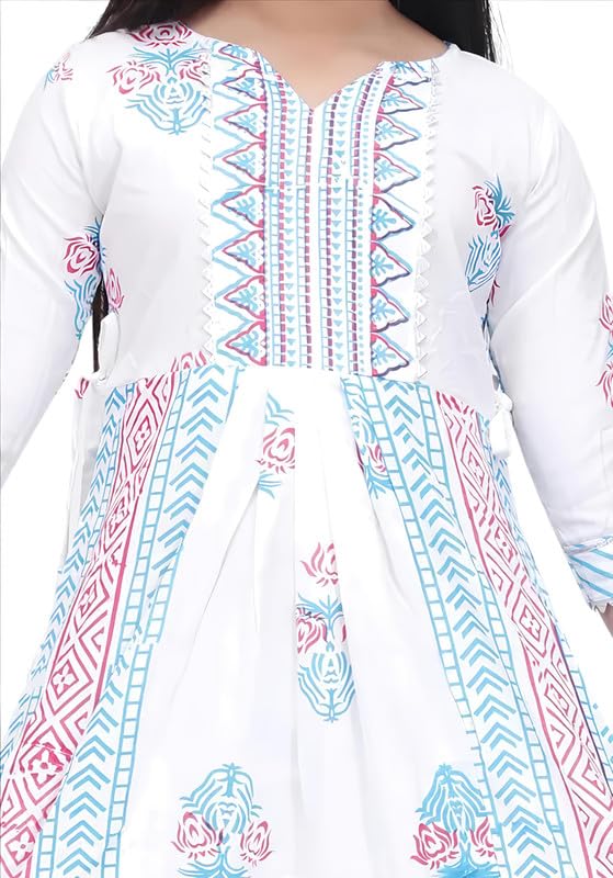 Image of Girl's Cotton Blend Kurta with Pant | Baby Girls Festive & Party Kurta and Pyjama Set