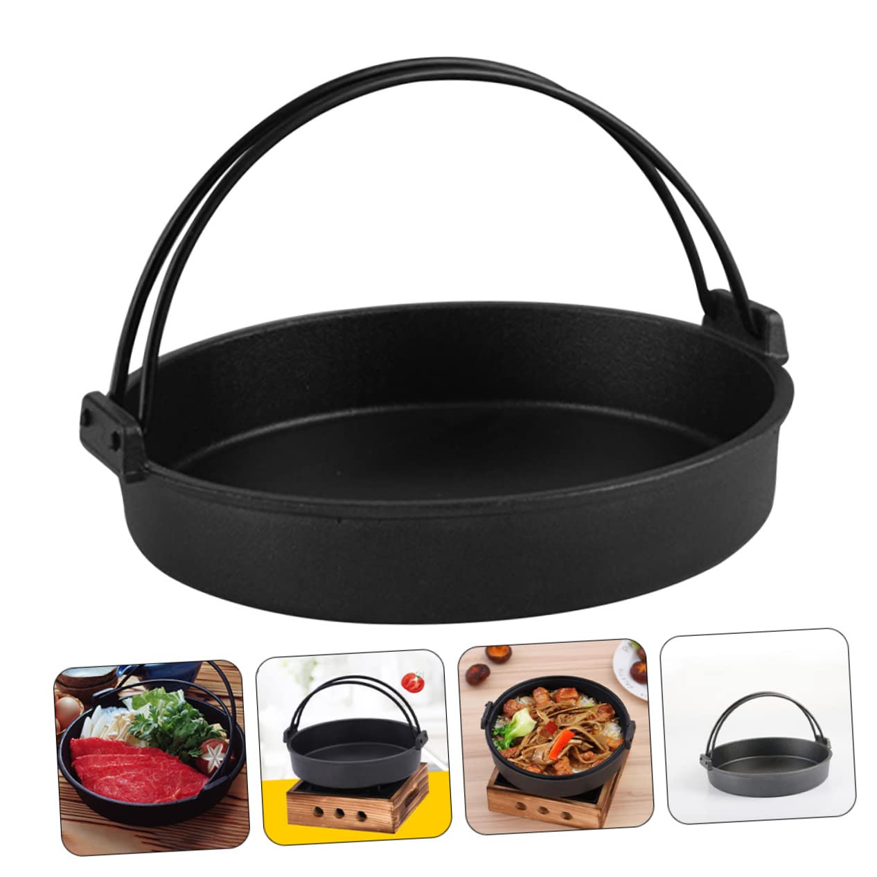 Olla de Hierro Fundido Negra de Doble Asa para Cocina