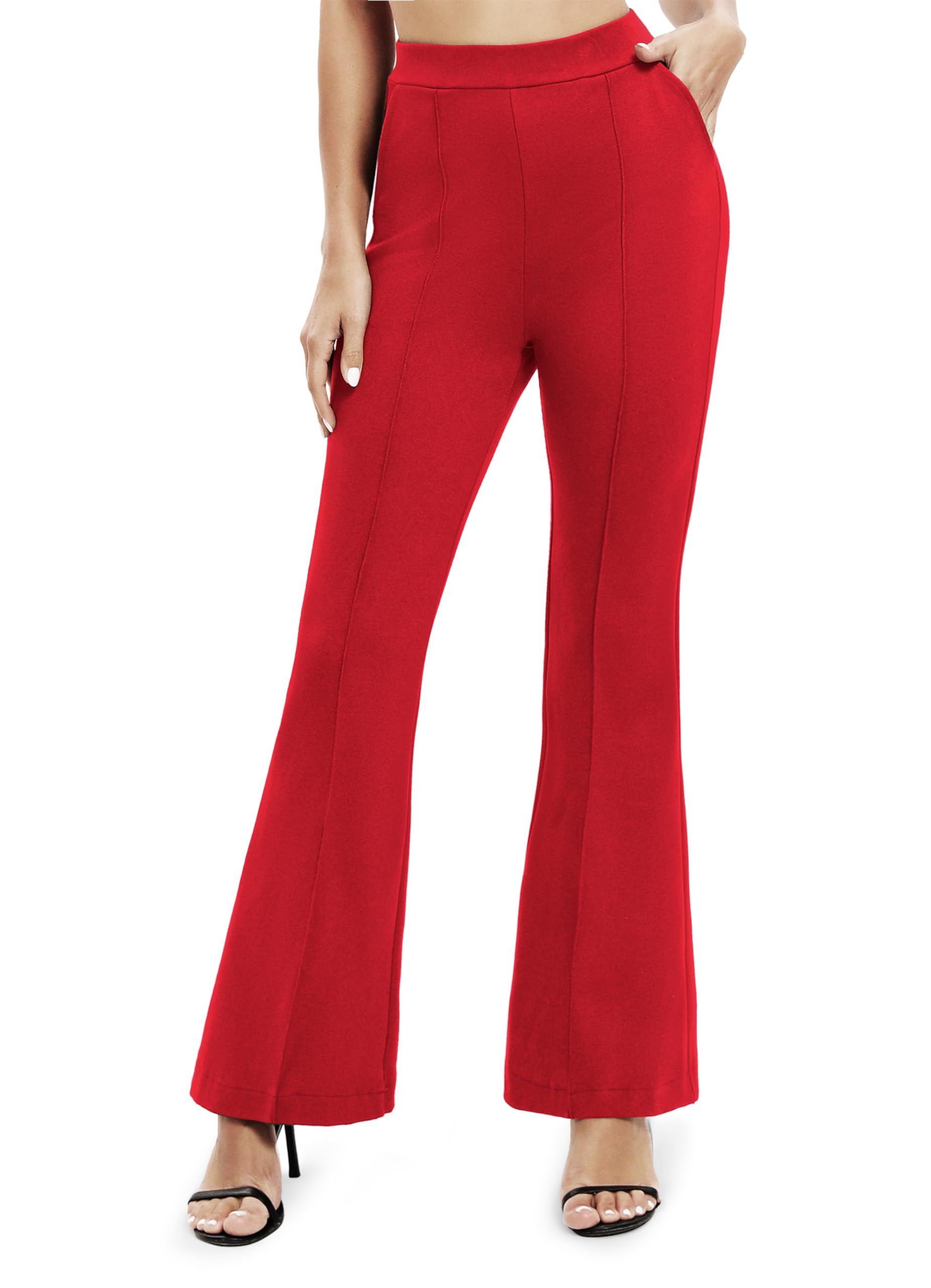 EXCHIC Pantalon de yoga décontracté pour femme - Taille haute élastique - Avec poches