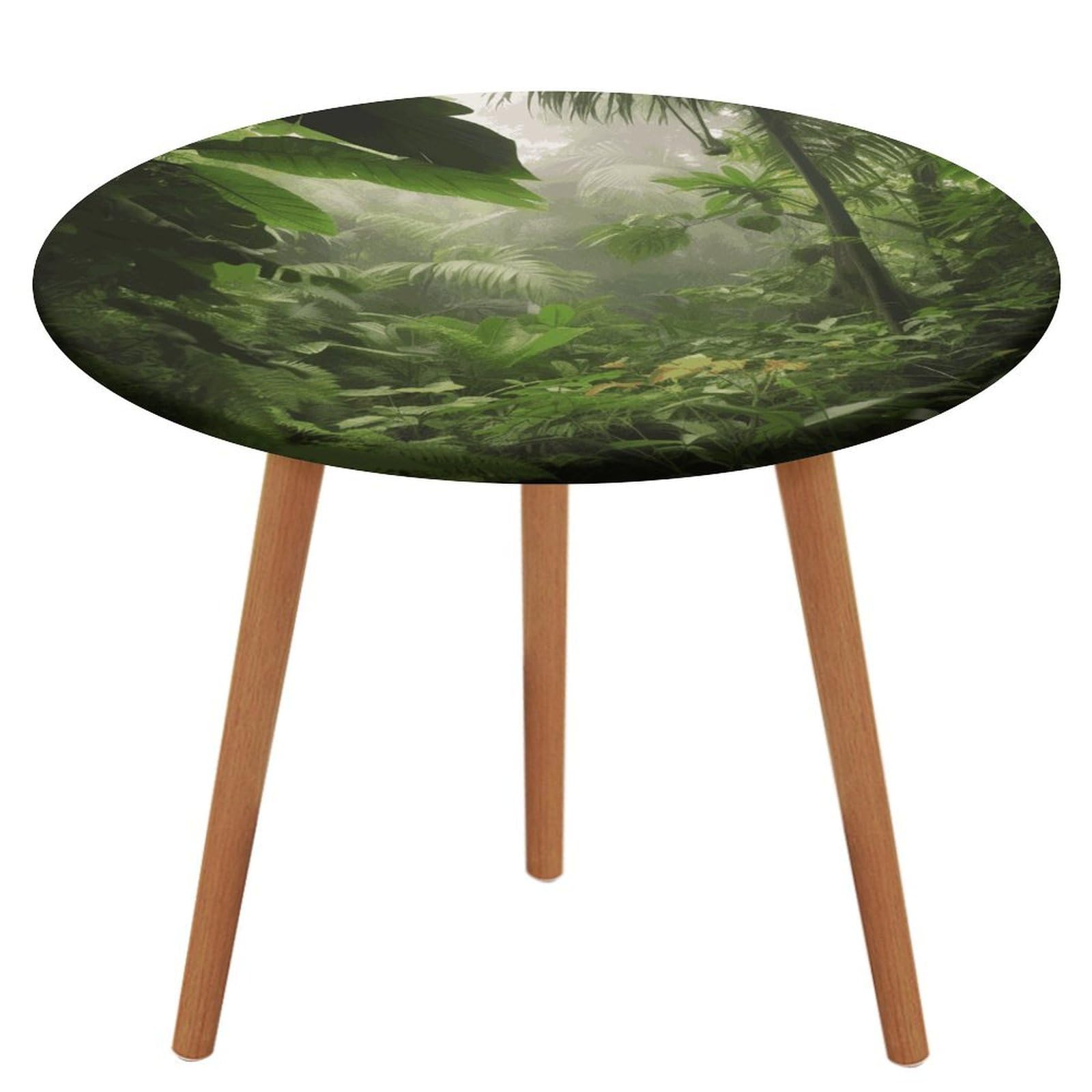 Djuetrui Tropical Rainforest Jungle Scene Round Tablecloth Picnic Table Cloth Waterproof Elastic Fitted Table Covers Wipe Clean Table Cover For Outdoor/Indoor Use (Fit For 39.3"-51.2" Round Tables)