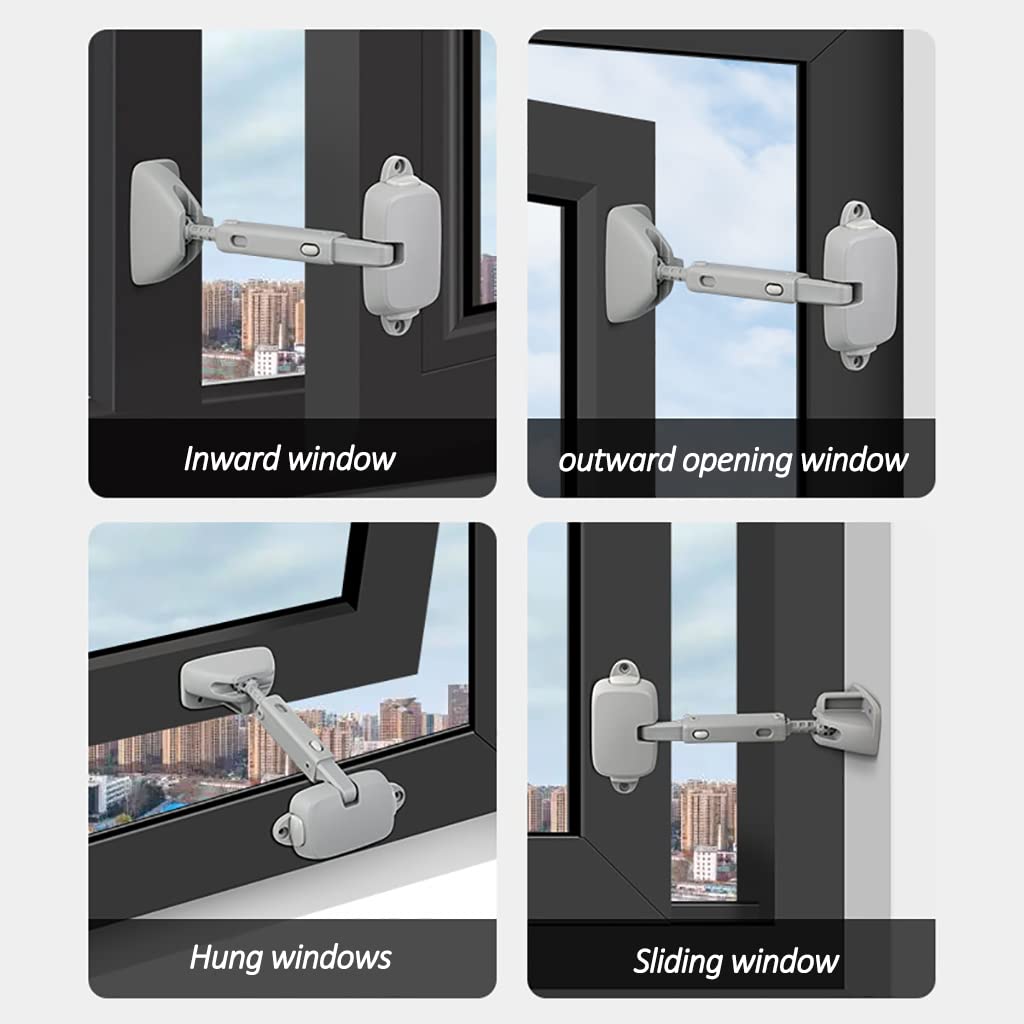 2 cerraduras restrictivas de ventanas,restrictor de ventanas a prueba de niños for aluminio,madera,marcos de ventanas de metal,cerraduras de seguridad for ventanas autoadhesivas,protectores de ventana
