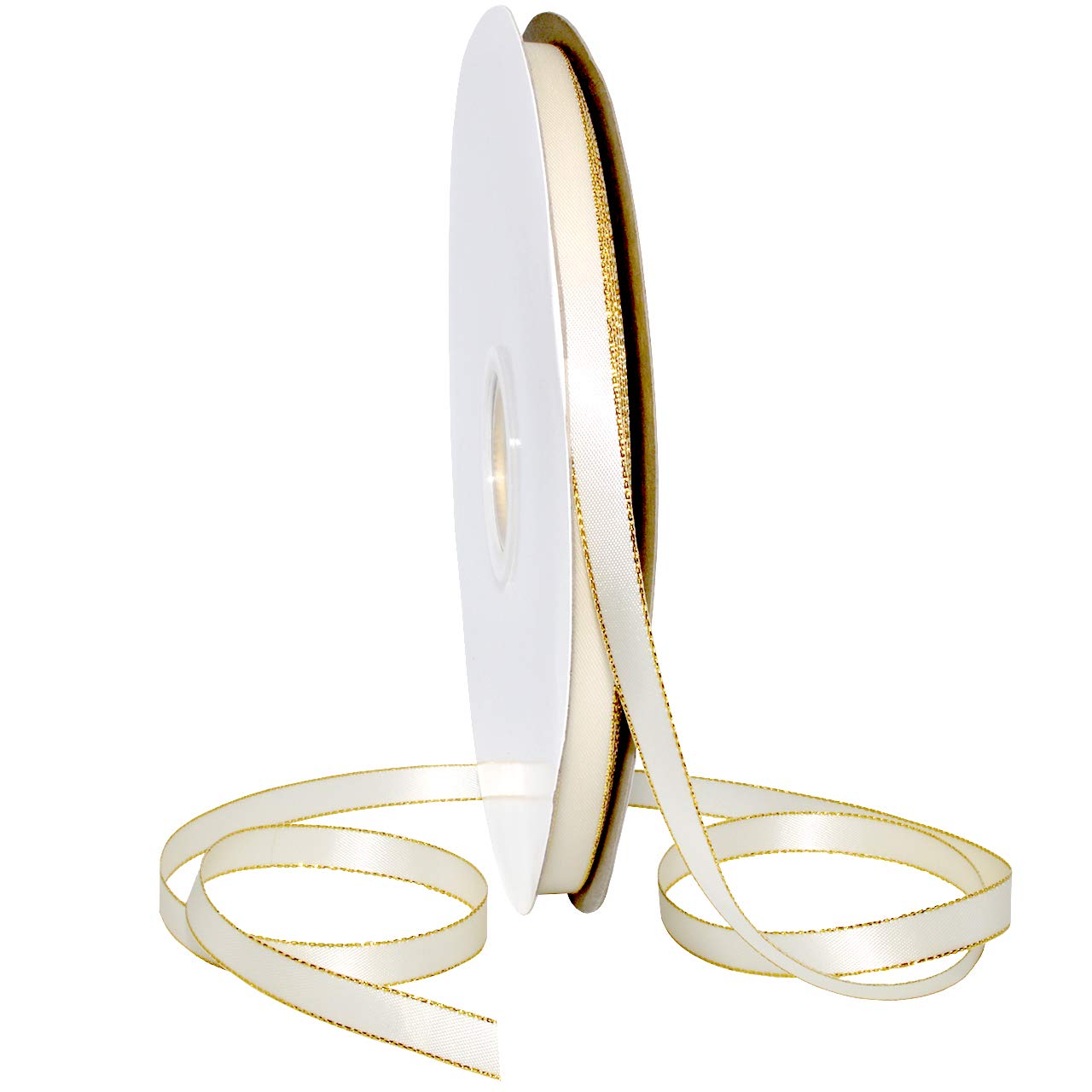Ruban de satin emballage cadeau raffiné Morex Ribbon ivoire or