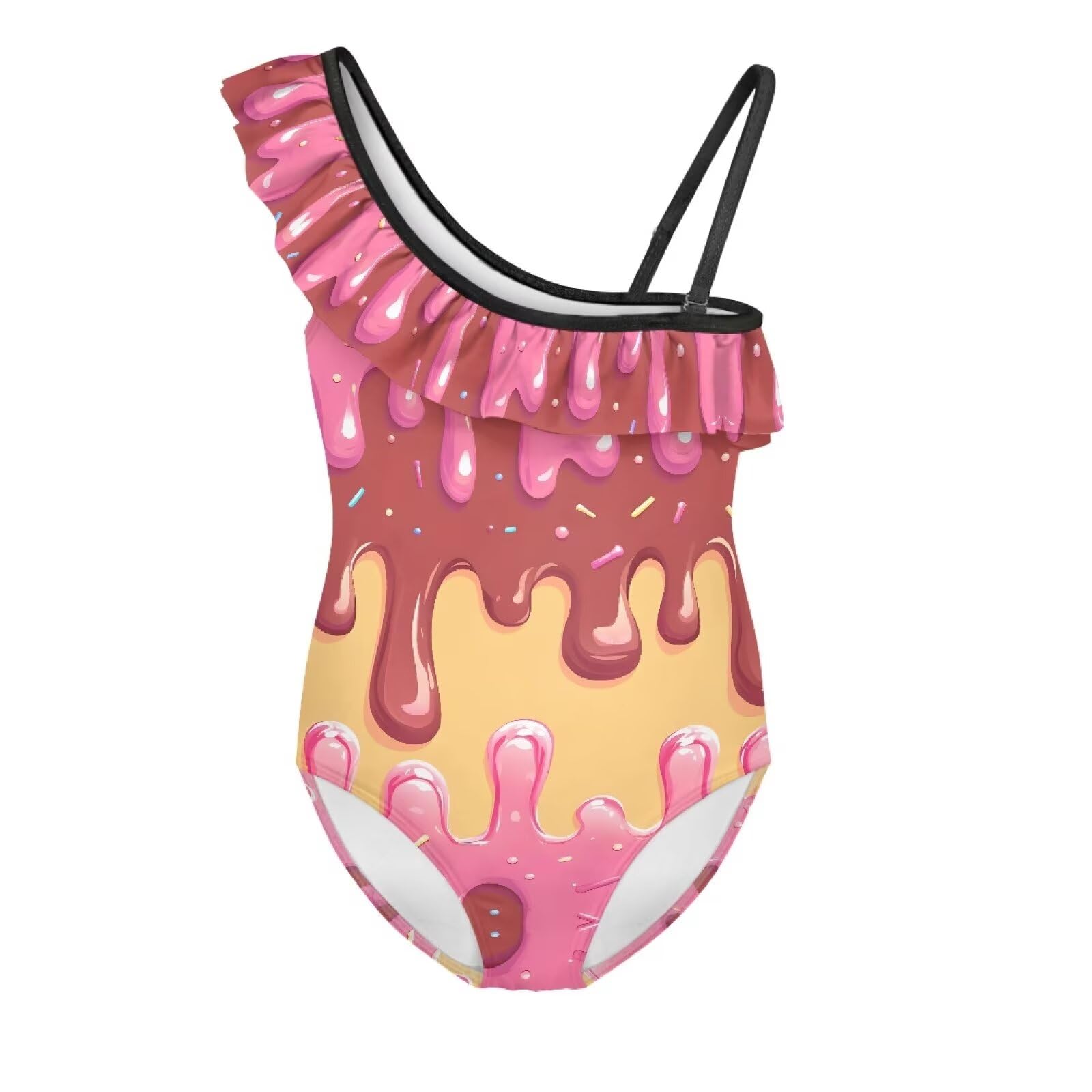 Girls One Piece Bathing Suit,Slim-Fit Ruffle Strap Swimsuit with Adjustable Strap Quick Dry Summer Beach Swim Suit