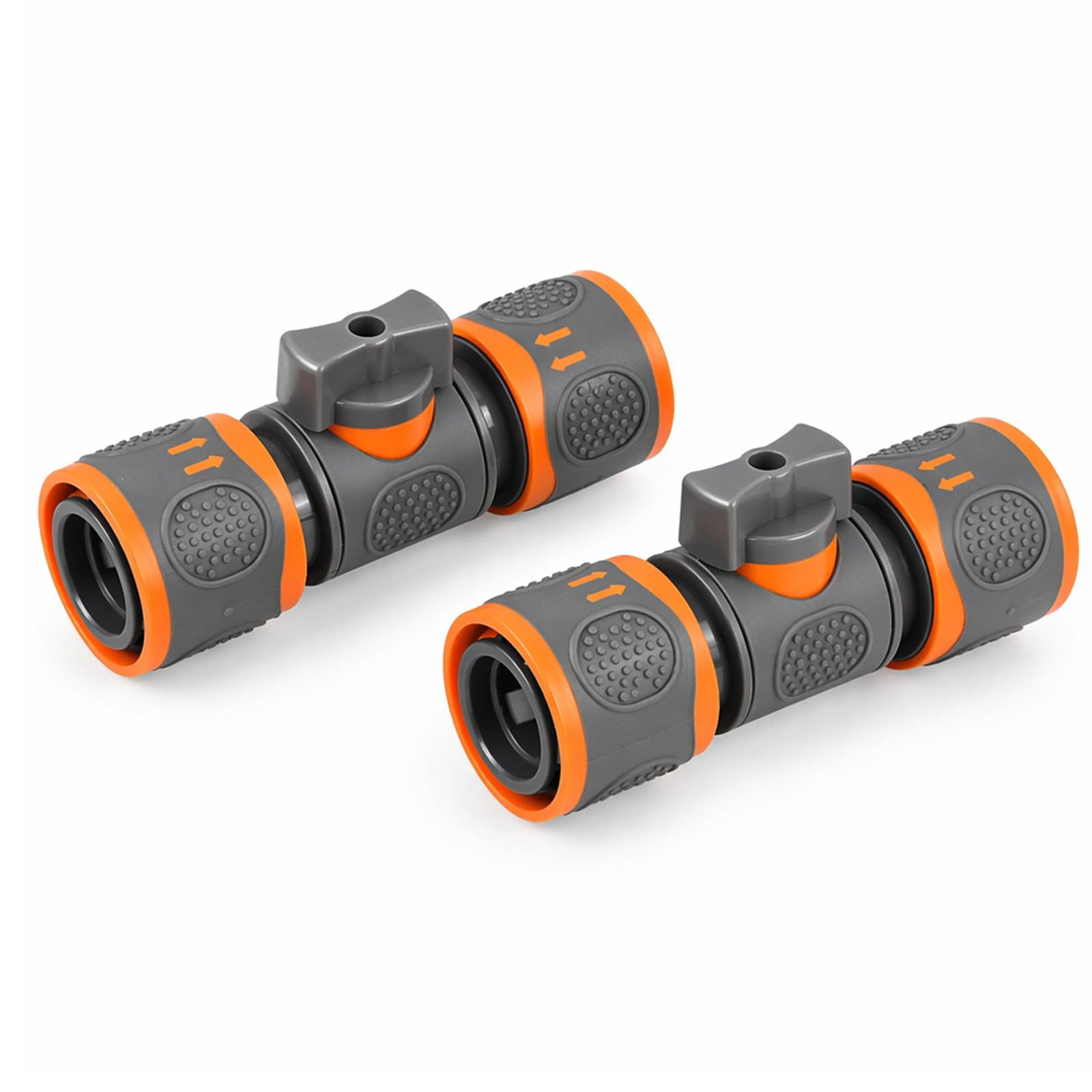 Zirax 2Pcs Female to Female Hose Connector with In-Line Shut Off Valve, Plastic Garden Hose Pipe Connector Quick Release, Valve Extender for Horticultural Irrigation and Outdoor Tap