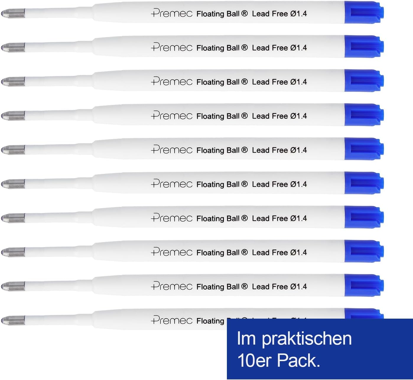Westcott Ballpoint Pen Refills Blue Pack of 10 | G2 Ballpoint Pen Refills XB 1.4 mm in Refill Pack of 10 | Compatible with ISO Standard G2 | Indelible Blue Ink | E-733492 00